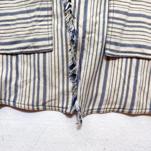 Anthropologie Greylin Striped Moto Blazer Jacket Women's XS Off White Blue - Picture 5 of 8